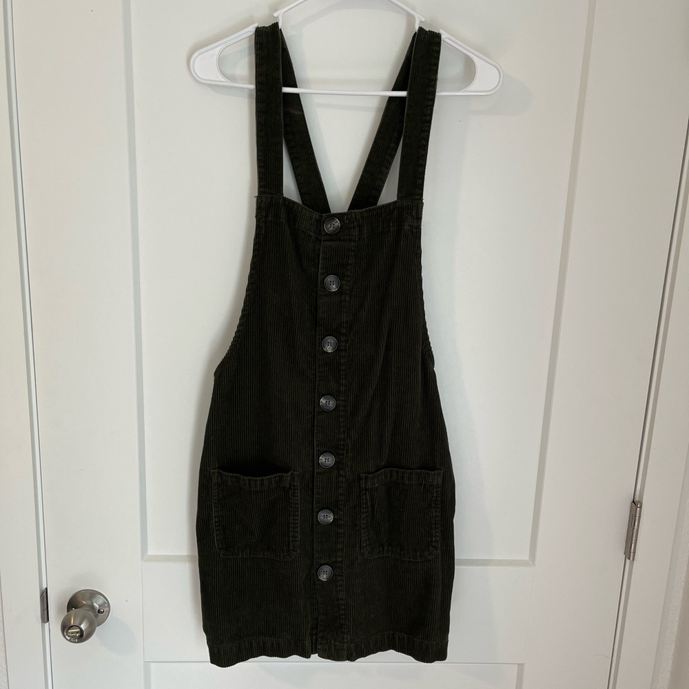 Corduroy Overall Dress - army green